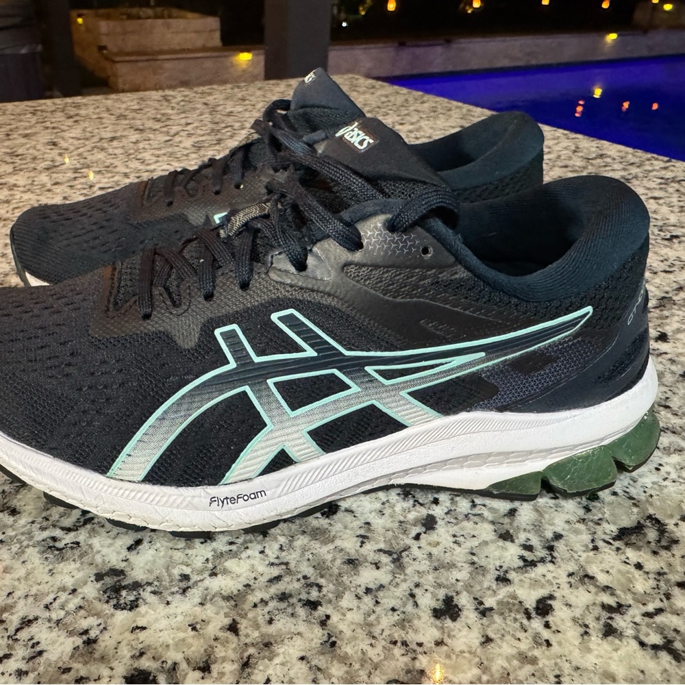 ASICS Women's Black and Teal Athletic Shoes